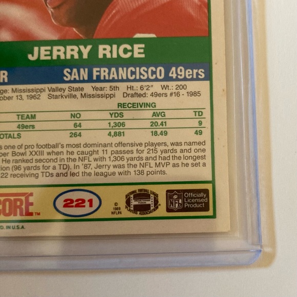 Jerry Rice Football Trading Card Score 1989 - Picture 6 of 11
